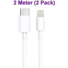 2 Pack 2 Meter Snabbladdning USB-C till Lightning iPhone Kabel