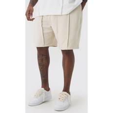 5XL Shortsit boohooMAN Plus Pin Tuck Detail Relaxed Short - Ecru Wash