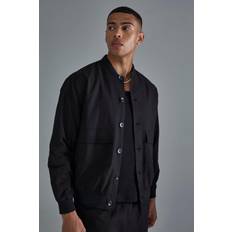 Leinen Jacken boohooMAN Smart Oversized Cargo Bomber Jacket - Black