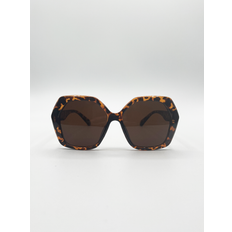 SVNX Oversized rounded angular sunglasses in tortoiseshell