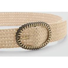 Beige Belts Mango Natural fiber belt with buckle ecru Women