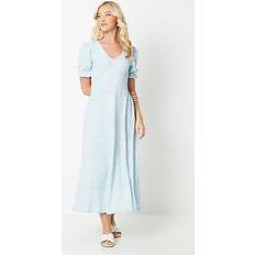 Dorothy Perkins blue abstract v neck short sleeve midi dress