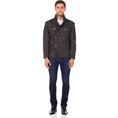 Men - Multicoloured Coats Wool Blend Hooded Mid Length Coat 1704 Black 16/EU 44/US