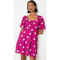 Purple - Short Dresses Dorothy Perkins purple spot tie front mini dress