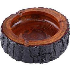 Akozon Wood Ashtray 1PC Wooden Natural Environmental Protection Round Ashtray Ash Tray Home Office Use Gift for Father and Adult Male M 11-12cm