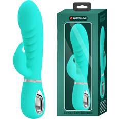 Sexleksaker Pretty Love Red Super Soft Silicone Dual Vibrator Aqua Green turkos