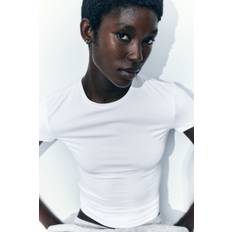 H&M Dame Hvit Figurnær T-shirt