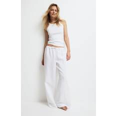 Dame - Hvite Pysjamaser H&M Dame Hvit Pyjamasbukse linmiks