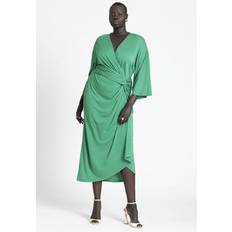 Long Dresses - Men Eloquii Plus Draped Skirt Knit Dress Jolly green