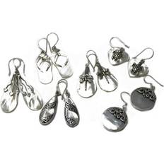 AW Shell & Silver Earrings Three Hearts MOP
