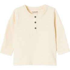 Grandad Style Long-Sleeved Top for Baby Boys - Beige Light Solid