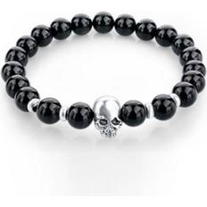 Svarte Armbånd Megabilligt Trendy Sake Skull Armbånd - Black Stone Beads