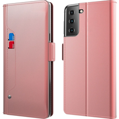 A-One Brand Plånboksfodral med Spegel Galaxy S21 Plus Roséguld TheMobileStore Galaxy S21 Plus Fodral