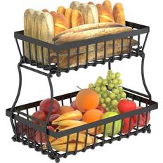 Non-Slip Bowls 2 Tier Removable Wire Fruit Bowl