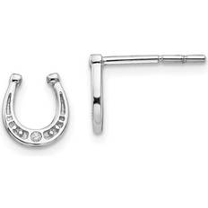 QW421 Sterling Silver Diamond Horseshoe Post Earrings