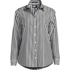 Lands' End Women Blouses Lands' End Plus Wrinkle Free No Iron Button Front Shirt Black/white stripe 22W