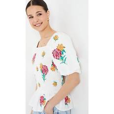 Ruffles Blouses Dorothy Perkins floral embroidered shirred bodice blouse