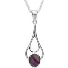 Jewellery C. W. Sellors Sterling Silver Blue John Oval Spoon Necklace Silver