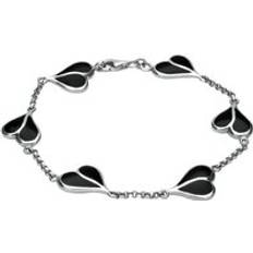 Jewellery C. W. Sellors Sterling Silver Whitby Jet Split Heart Bracelet Silver