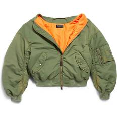 Balenciaga Unisex Jackets Balenciaga Off Shoulder Bomber Green Unisex Polyamide