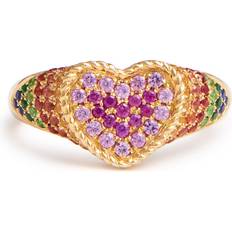 Yvonne Léon Yvonne Leon Baby Chevaliere Coeur 9kt Gold Pinky Ring Multicoloured