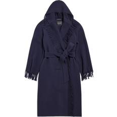 Balenciaga Coats Balenciaga Fringe Coat Blue Women's Virgin Wool