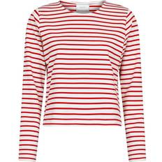 Røde Bluser Neo Noir Claudio Stripe Blouse Red rød 44/XXL