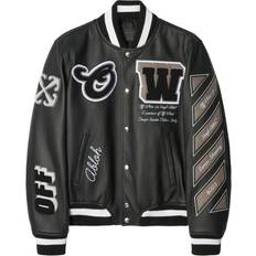 Lederjacken - Weiß Off-White Moon leather varsity jacket BLACK