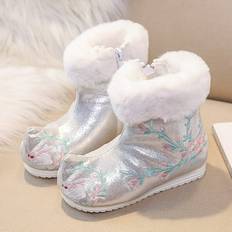 White Boots LYCAQL Sold by: New Technic Toys, Toddler Shoes Children Ankle Boots Warm Cotton Boots Embroidered Boots National Style Boots Princess Cotton Boots Children Boots White Toddler