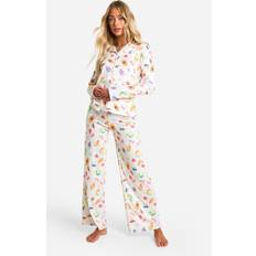 Yellow Pajamas boohoo Womens Fruit Print Button Up Pyjama Set Yellow