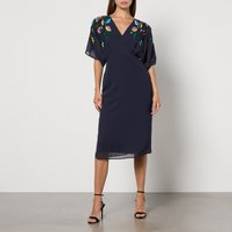 Hope & Ivy Sofia Embellished Chiffon Midi Dress Black