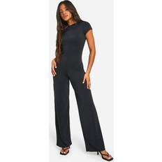 High Collar Jumpsuits & Overalls boohoo Womens Premium Open Back Matt Slinky Jumpsuit Black