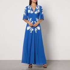 Hope & Ivy Eloise Embellished Plunge Maxi Dress Blue