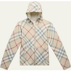 Children's Clothing Burberry Boy's Ashmore Check-Print Woven Hoodie, 3-14 PALE STONE CHECK