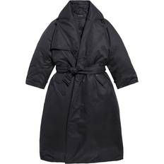 Balenciaga Unisex Coats Balenciaga belted padded trench coat unisex Cotton Black