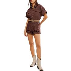 Marrón - Mono largo Monos Free People We The Marci Cuffed Shortalls