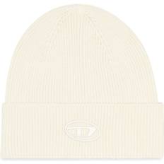 Diesel Men Headgear Diesel K-Coder Fully-B ribbed beanie unisex Wool/Cotton White