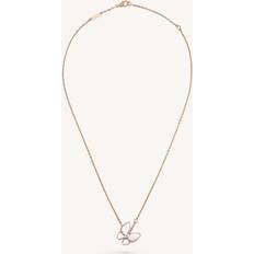 Van Cleef & Arpels Womens Pink Gold Two Butterfly Rose-gold, Mother-of-pearl and 0.19ct Marquise-cut Diamond Necklace