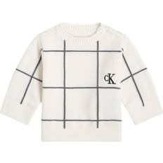 3-6M Stickade tröjor Barnkläder Calvin Klein Ivory Soft Grid Sweater