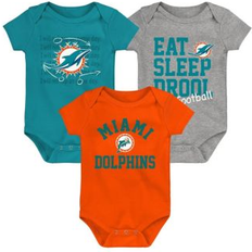 Children's Clothing Outerstuff Baby Boys and Girls Aqua, Orange, Heather Gray Miami Dolphins Three-Pack Eat, Sleep and Drool Retro Bodysuit Set Heather Gray 0-3 months