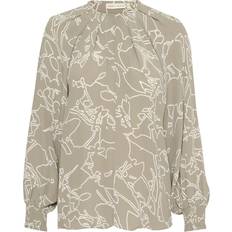InWear Printed Blouse with Puff Sleeves - Beige