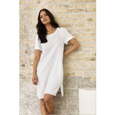 IN FRONT Simple White Linen Dress - White