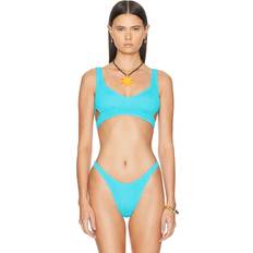 Bond Eye Nino Crop Bikini Top in Cyan Teal. all. all