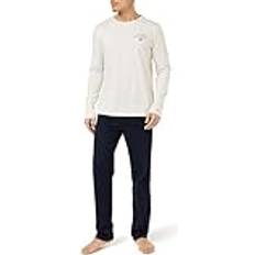 Beige - Men Sleepwear Tommy Hilfiger Herren Pyjama-Set Ls Jersey Pj Set Lang, Mehrfarbig Beige Ht Desert Sky