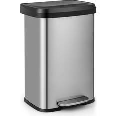 Costway Rectangular Waste Bin Stainless Step Trash Can Recycling