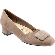Trotters delse t1852-135 womens brown suede slip on pumps heels shoes