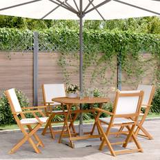Wood Patio Dining Sets vidaXL 5 Piece Garden Cream Patio Dining Set, 1 Table incl. 4 Chairs