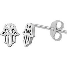 Jewellerybox Sterling Silver Cut Out Hamsa Hand Stud Earrings