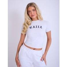 Kaiia Longline Baby Tee Light Grey Marl & Navy light_grey_marl_navy