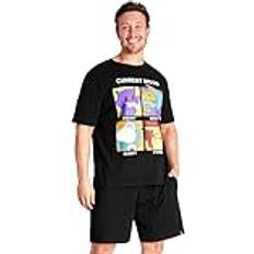 Pokémon Sleepwear Pokémon Pokemon Pyjamasset för män Sommar Nattkläder Shorts T-shirt Pyjamas för män Tonåringar Pikachu PJs procent bomull Lounge Wear Mjuka andningsbara presenter för män XL, svart